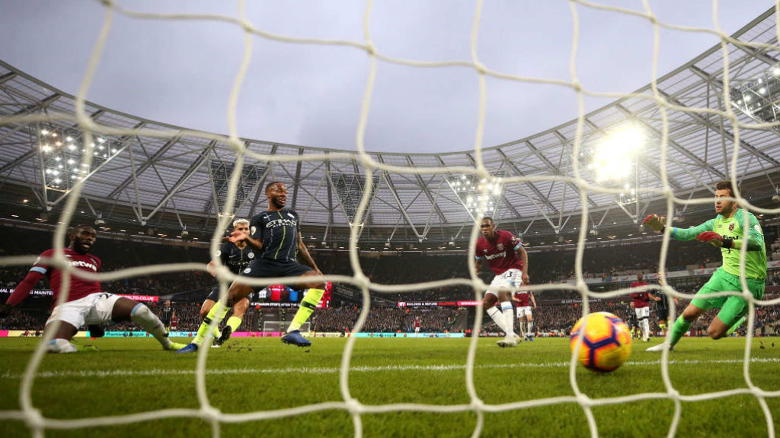 JUST TWO GOOD: Raheem Sterling slots home City's second goal