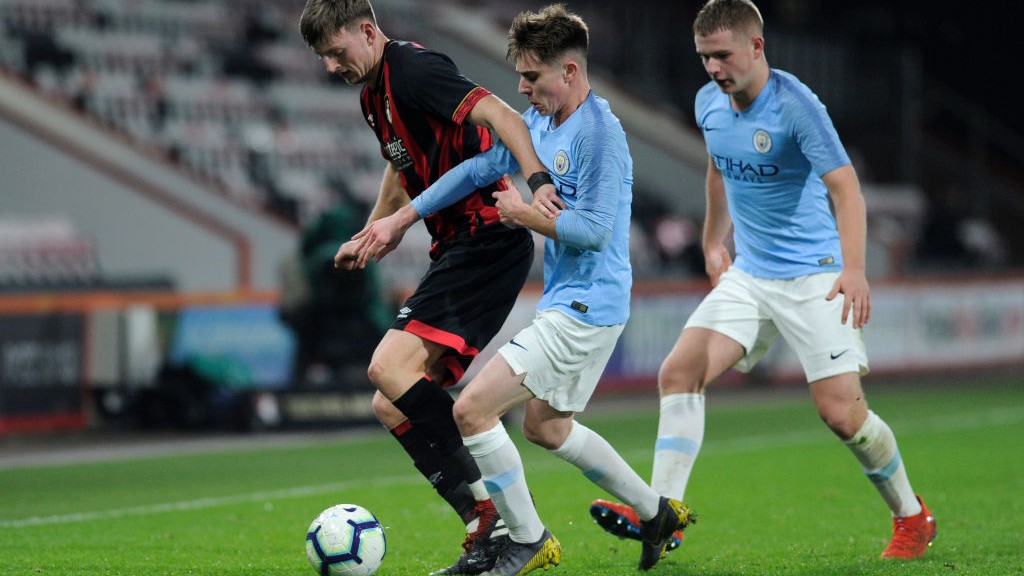 YOUNG GUN: Ben Knight in action during City's FA Youth Cup quarter-final win away at Bournemouth