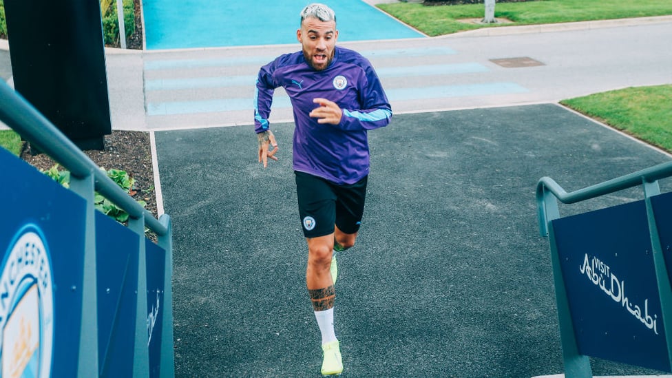 READY AND RARING : Nicolas Otamendi shows a clean pair of heels