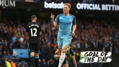 ONE TOUCH: Kevin De Bruyne hit a fine first time effort against West Brom in April 2017.