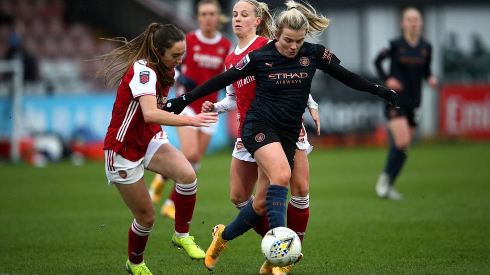 GUNNING FOR GLORY: City became the first away side to beat Arsenal in over a year with Lauren Hemp’s late header securing a crucial 2-1 win