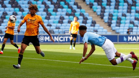 THUMPING HEADER: Morgan Rogers opens the scoring, flying in at the backpost