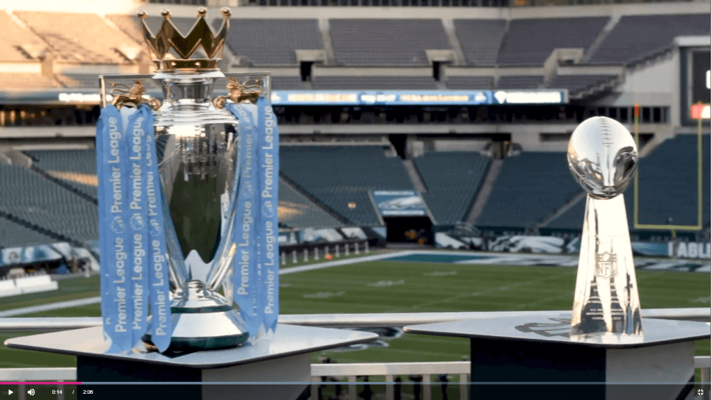 TROPHY TOUR: The Premier League and Super Bowl trophies met in Philadelphia