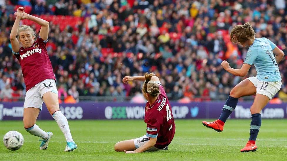 SHE SCORES WHEN SHE WANTS : Georgia Stanway drills home City's second