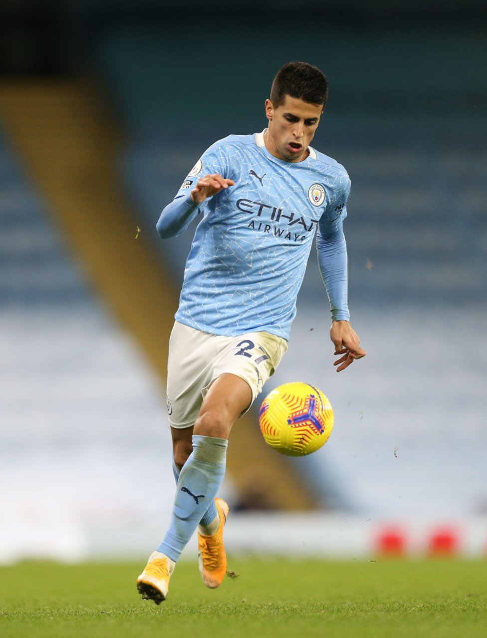 FLYING FULLBACK : Cancelo coasts up the right flank as City increase the pressure on the visitors.