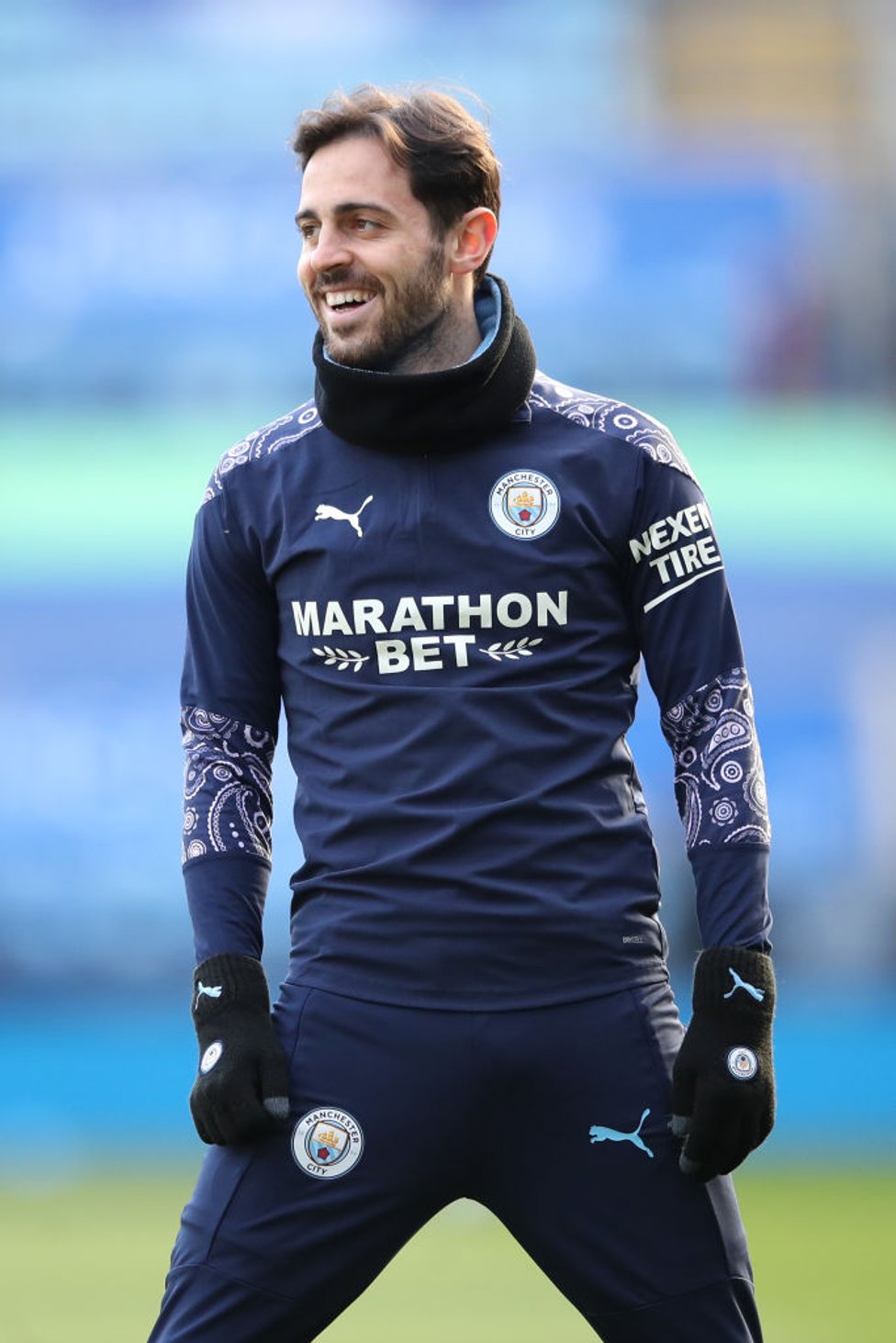 SMILEY SILVA : Bernardo is all smiles during the pre-match warm up.