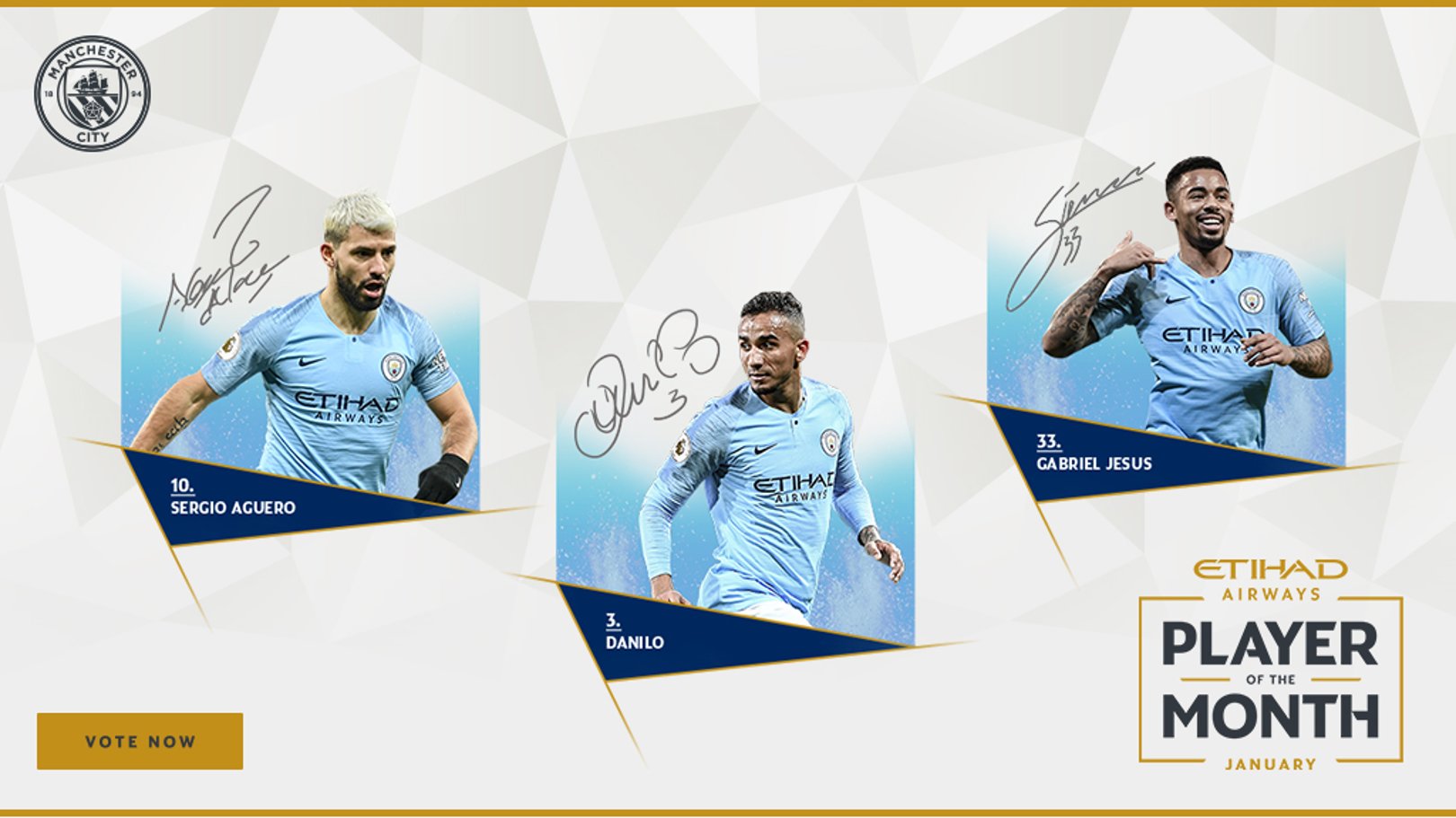 Aguero, Jesus and Danilo up for Etihad POTM vote