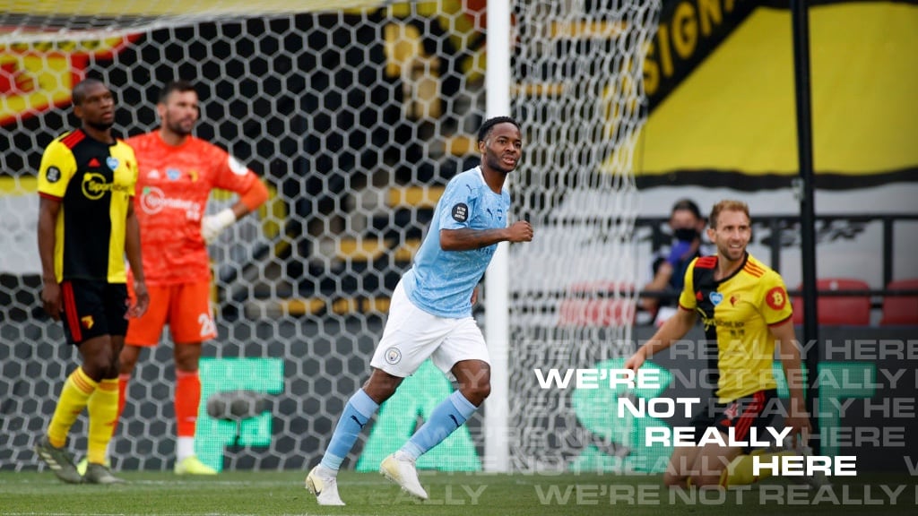 GOAL: Sterling celebrates his opener.