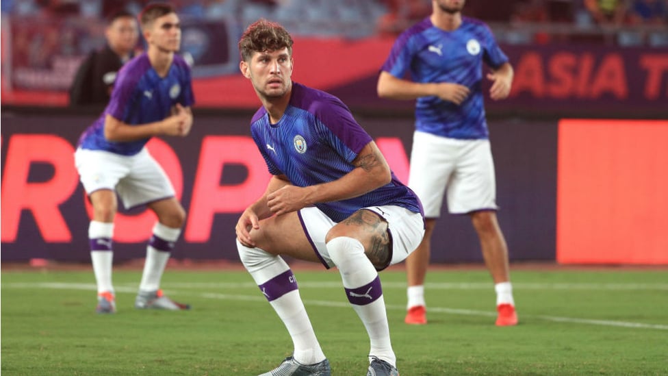 WARM UP TIME : John Stones goes through his pre-match routine