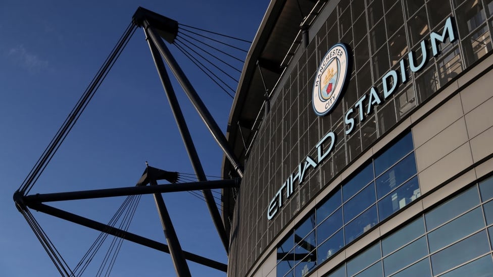 HOME : Clear blue sky above the Etihad ahead of the clash with Fulham.