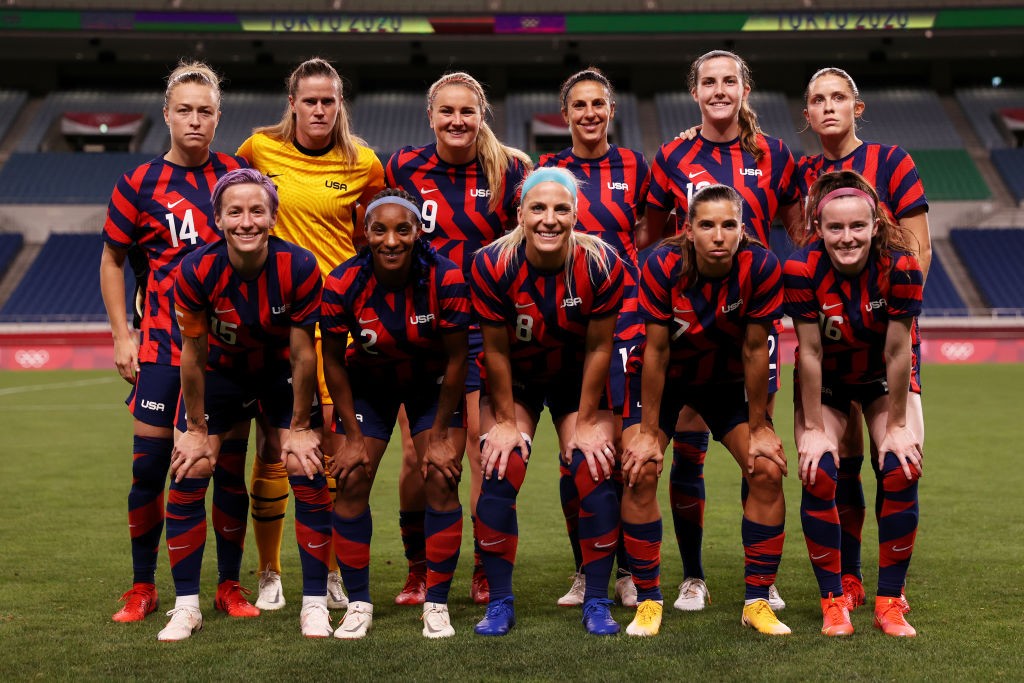 SIX HITS: Abby Dahlkemper (back row far right) and the USA roared back to form against New Zealand