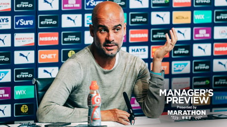 PEP TALK: The boss faced the press ahead of Saturday's Brighton game