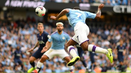 TECHNIQUE: Raheem Sterling finds the back of the net with a delightful header.
