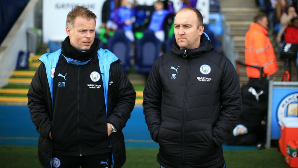 DOUBLE TROUBLE : Nick Cushing and Alan Mahon watch on from the sidelines