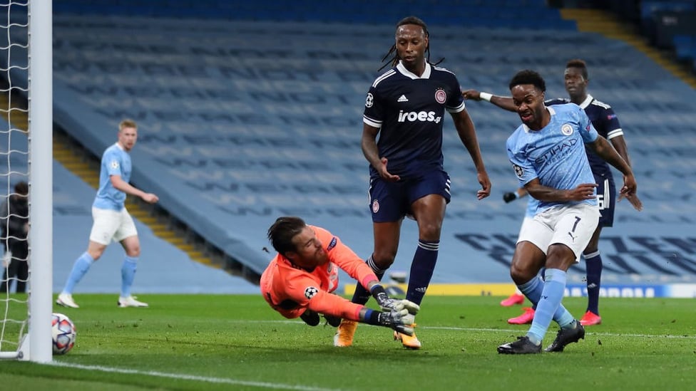 DISALLOWED: Raheem Sterling pokes home, but the flag goes up for offside