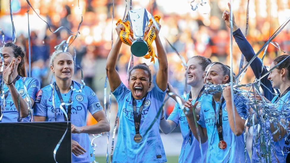 GET IN : Nikita Parris hoists the Continental Cup aloft.