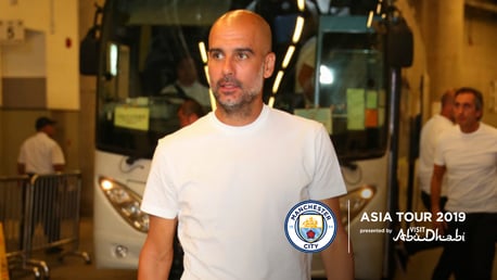 READY: Pep Guardiola arrives for our friendly with Kitchee.