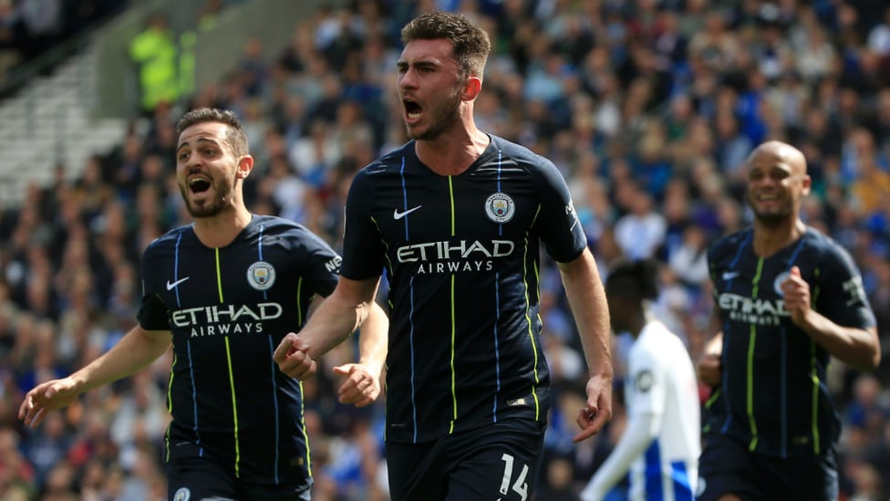 MESMERIC LAPORTE : Aymeric Laporte rose highest to head home another pivotal goal to hand City the lead