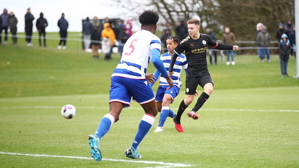 ON THE MARK : James McAtee fires home the first of his brace