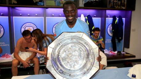 ALL SMILES: Claudio Gomes celebrates after our Community Shield triumph in August