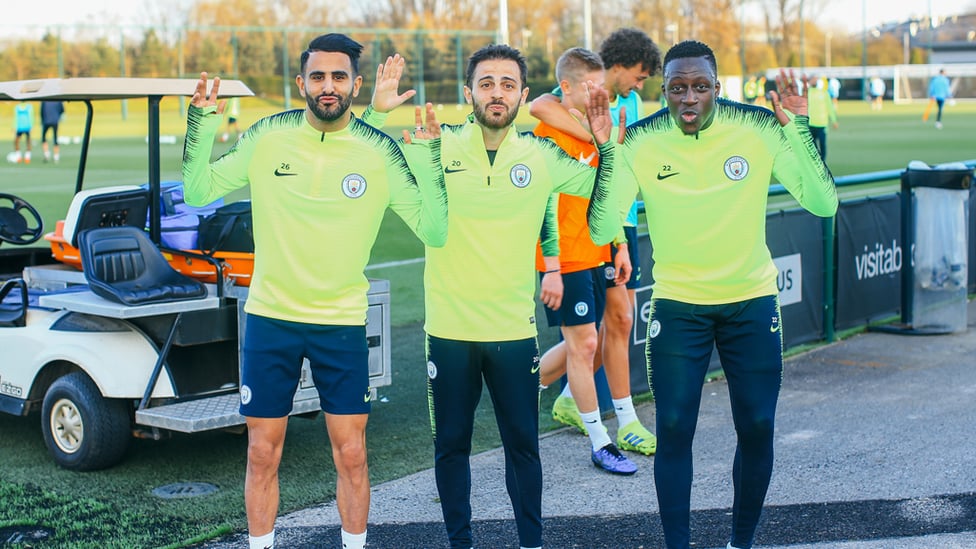 MISSED ME-NDY? : Benjamin Mendy trained with the returning Riyad Mahrez and Bernado Silva