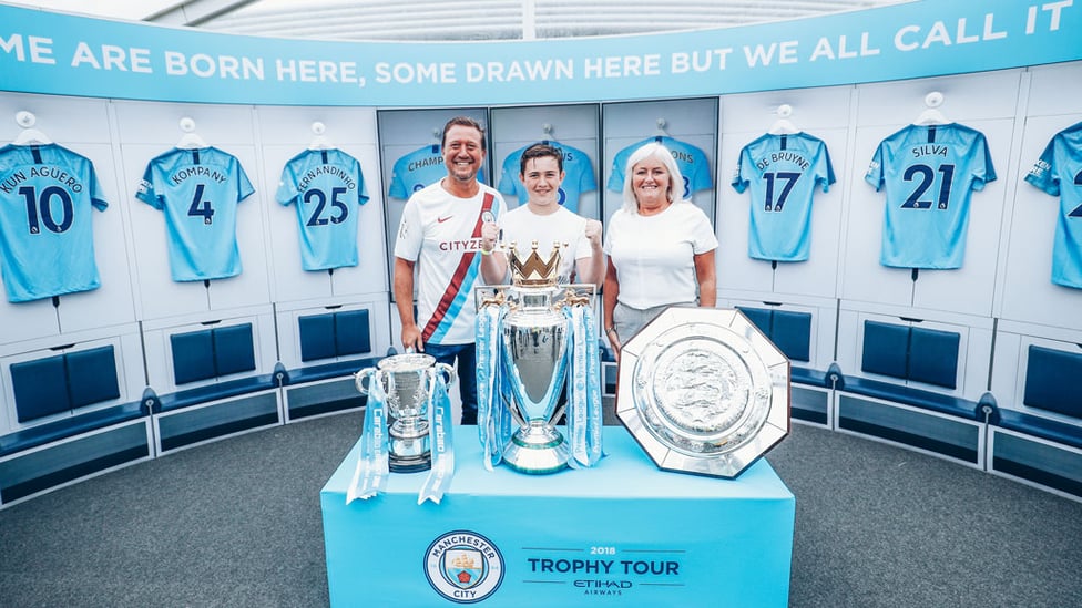 SILVERWARE : City's three trophies looked resplendent on display