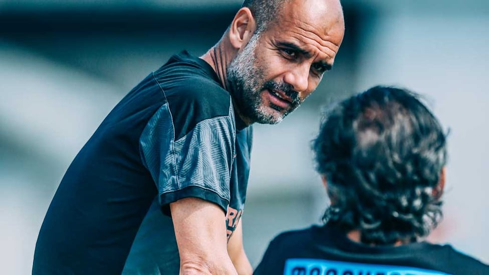 WATCHING BRIEF: Manager Pep Guardiola watches over Friday's session