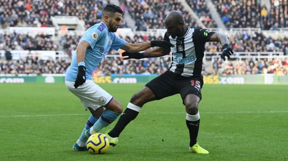 WING PLAY: Mahrez tries to go past Willems