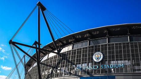 THE NAME GAME: Blues skies frame the Etihad Stadium