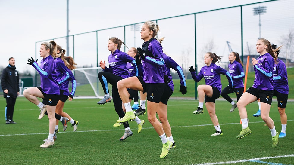 KNEES UP : The team are put through their paces