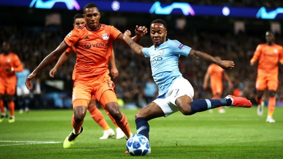 BY THE LEFT: Raheem Sterling fires in a cross 