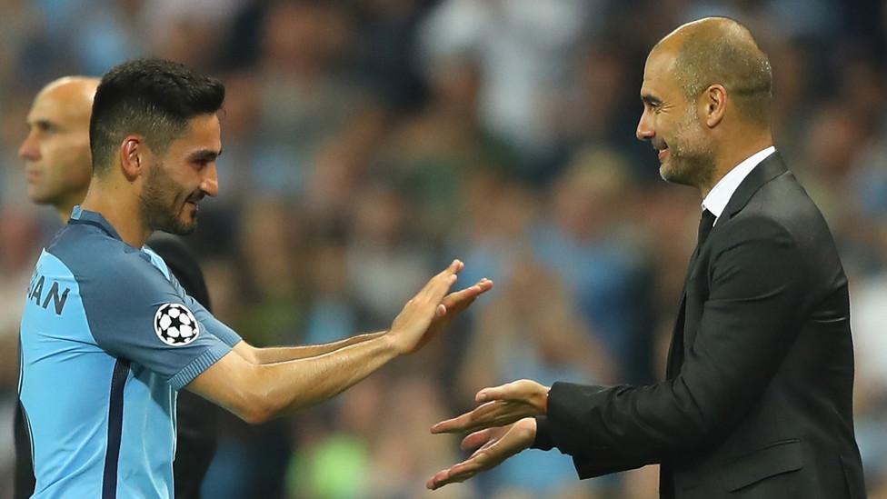 Ilkay y Pep. Gündogan en el día de su debut con el City en 2016.