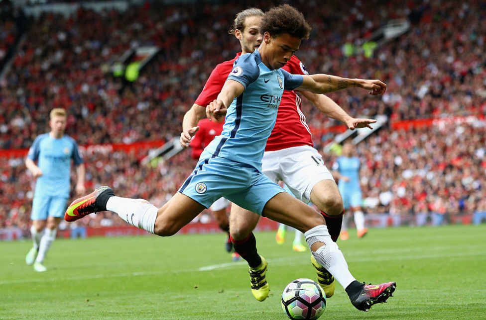 DEBUT TIME: Leroy made his City debut in our derby win at Manchester United in September 2016