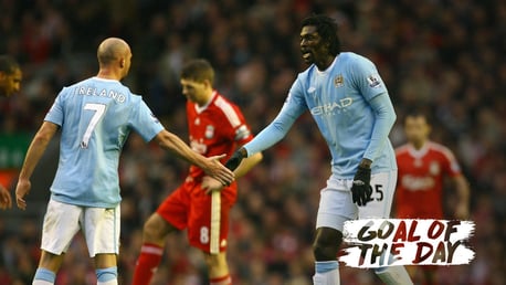 ON TARGET: Emmanuel Adebayor netted against Liverpool in 2009.