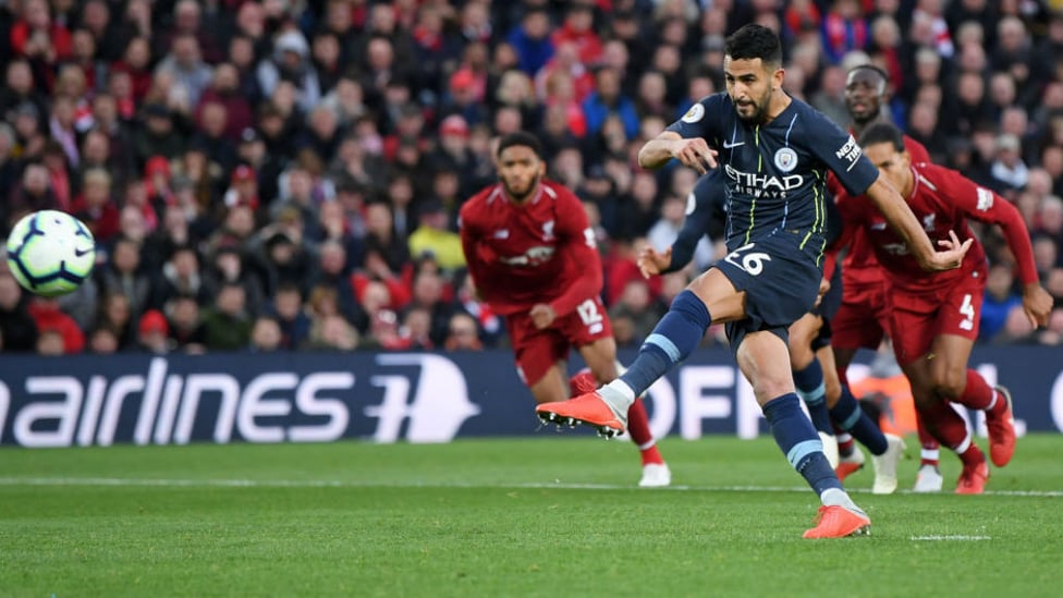 AGONY : Riyad Mahrez is off target with our 87th minute penlaty