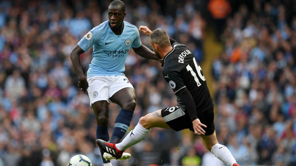 MEN AT WORK : Benjamin Mendy looks to put City on the attack