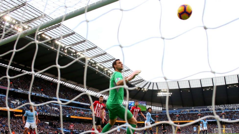 NET GAIN : Saints keeper Alex McCarthy can only look on as David Silva's shot nestles in the back of the net