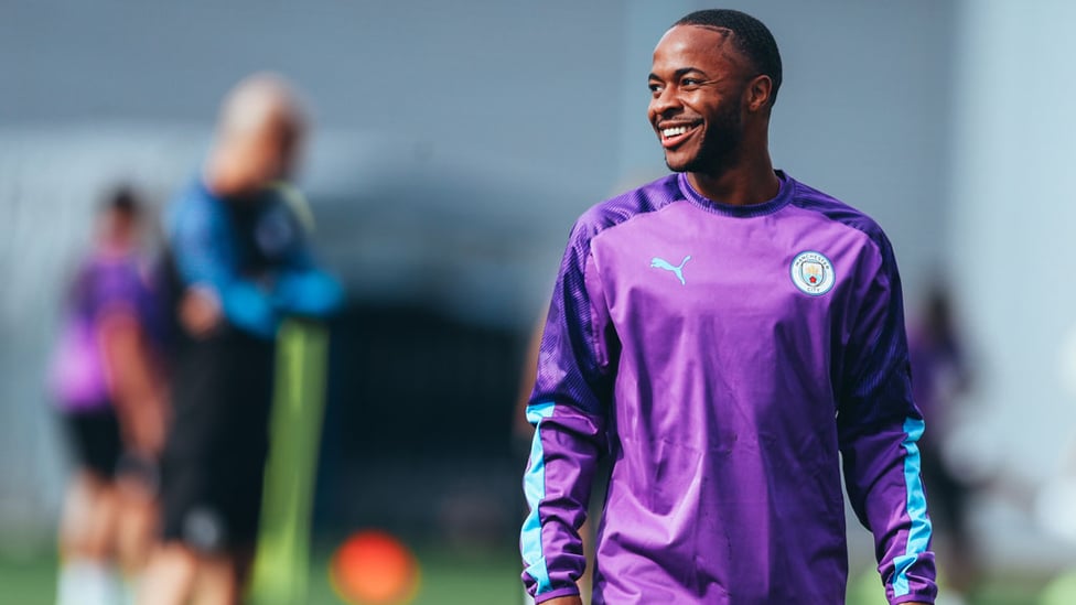 WING COMMAND : Raheem Sterling was also in buoyant mood ahead of the start of our Carabao Cup defence