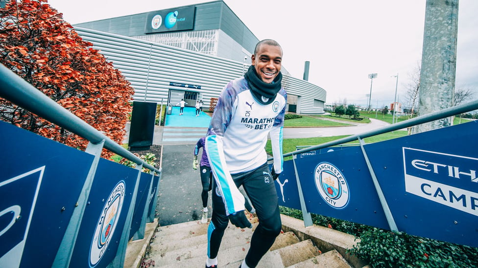 BRAZILIANT : The worst of the English weather didn't dampen Fernandinho's spirits