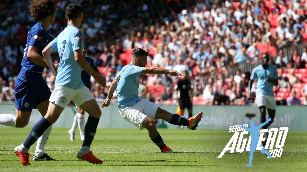 SHARP SHOOTER: Sergio Aguero scores his 200th goal