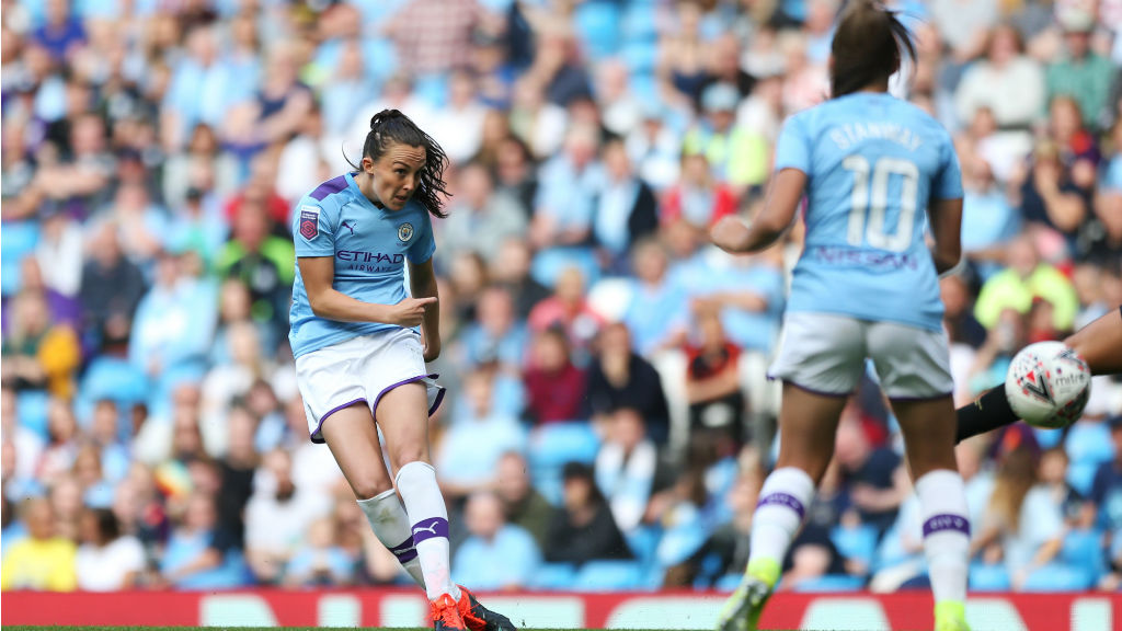 MAGIC MOMENT: Caroline Weir fires home in spectacular fashion early in the second half