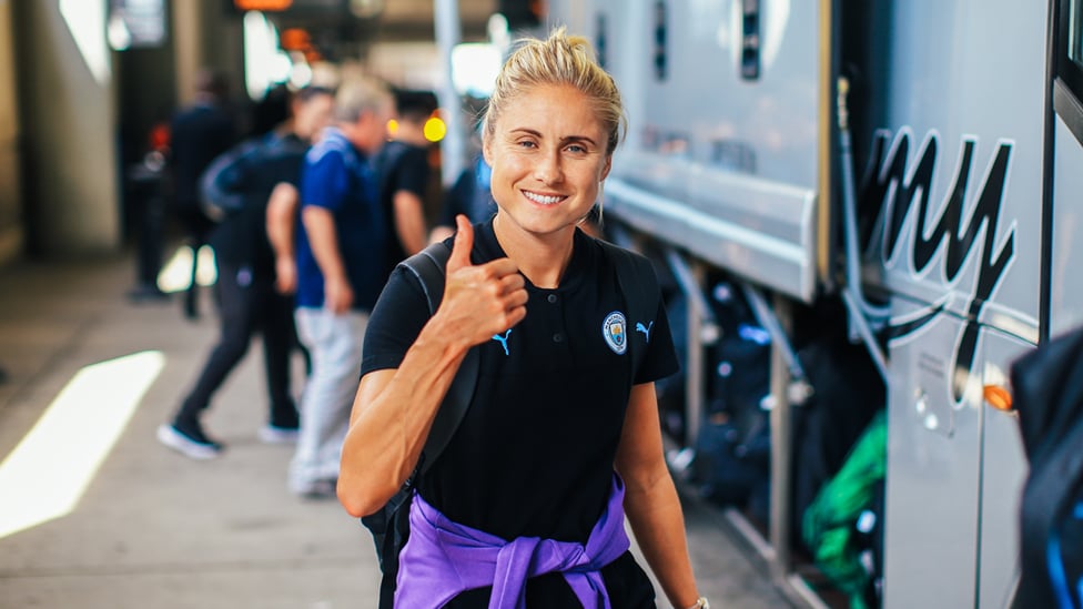 SKIPPER SALUTE : A thumbs up from Steph Houghton