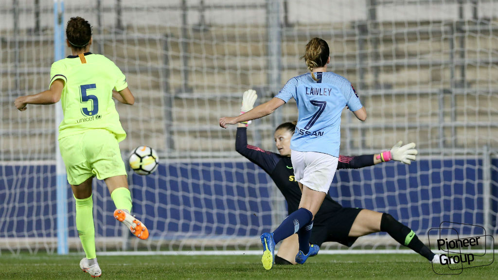 GOAL: Mel Lawley writes her name on the scoresheet after an incredible performance throughout the game.