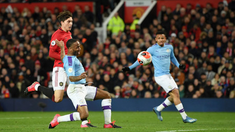 Raheem Sterling is inches away from equalising 