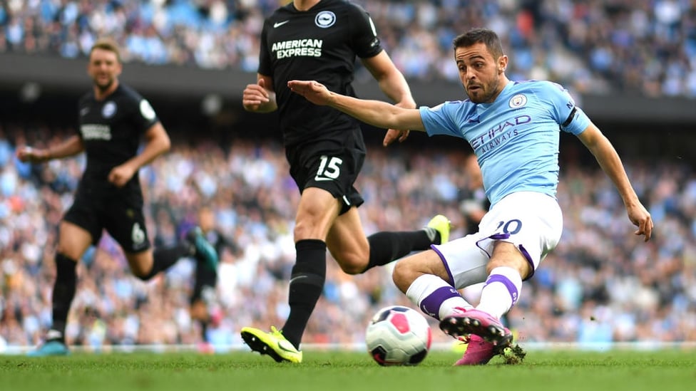 SUPER SUB : Bernardo Silva scores City's fourth goal moments after coming on.