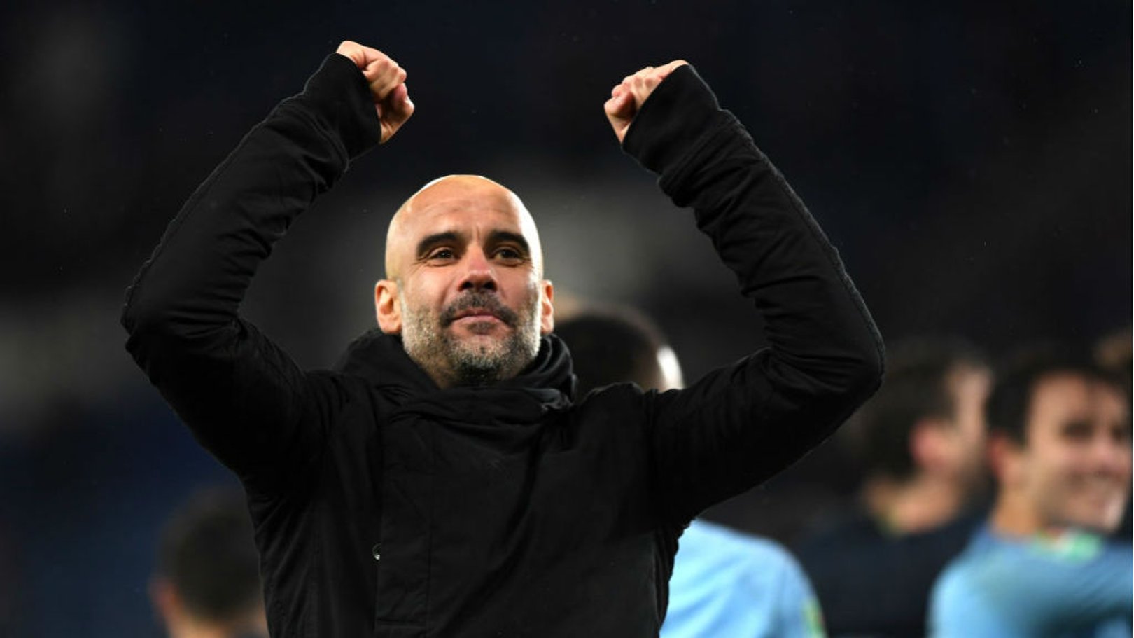 ALL SMILES: Pep Guardiola salutes the City fans after the Blues' spot-kick win