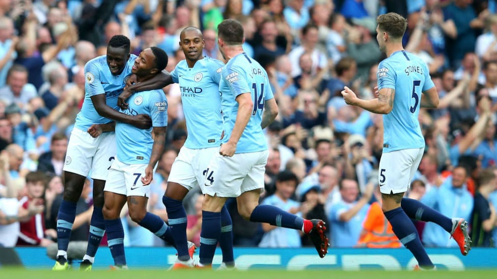 WE ARE CITY : Celebrating Sterling's goal together.