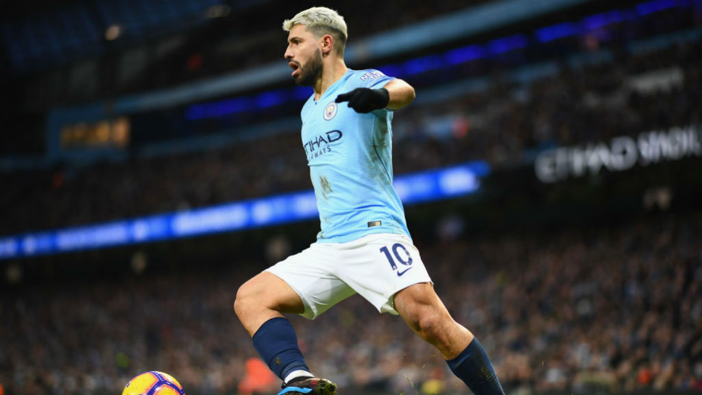 GOAL KING: Aguero in full flight 