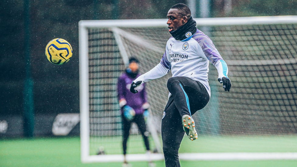 EYES ON THE PRIZE : Benjamin Mendy brings the ball under control