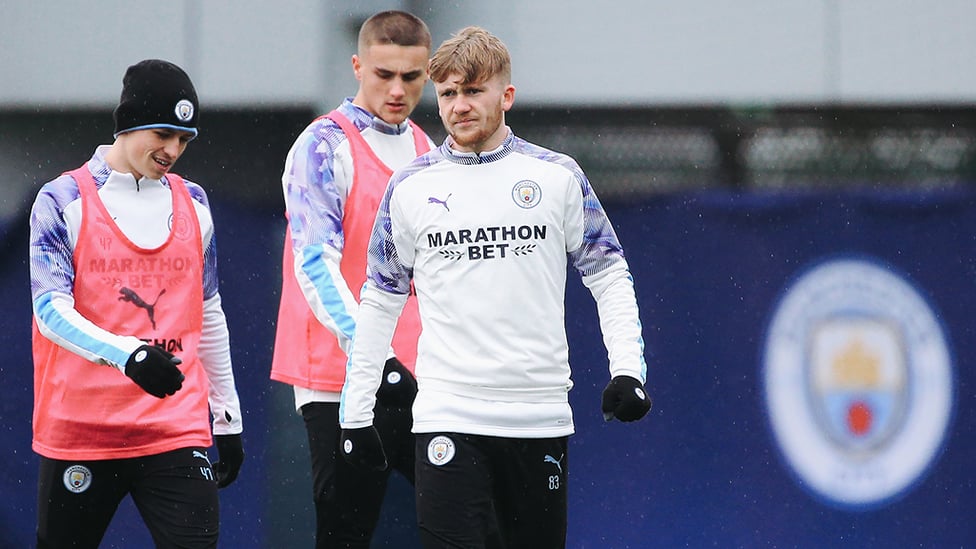 YOUNG GUNS : Phil Foden, Taylor Harwood-Bellis and Tommy Doyle prepare for Boxing Day's session
